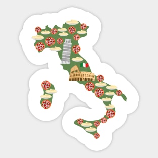 Italy Map with Pizza Sticker